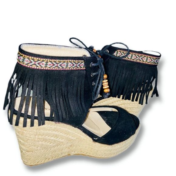 Mi.iM Shoes - Fringe Moccasin Wedges - Faux Suede NWOT